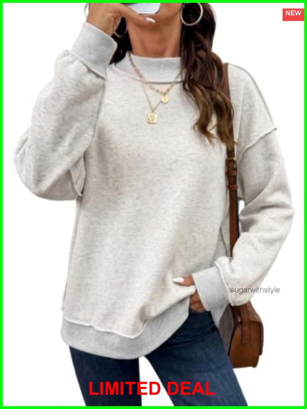 Mock Neck Pullover Sweatshirt Drop Shoulder Oversized Tunic